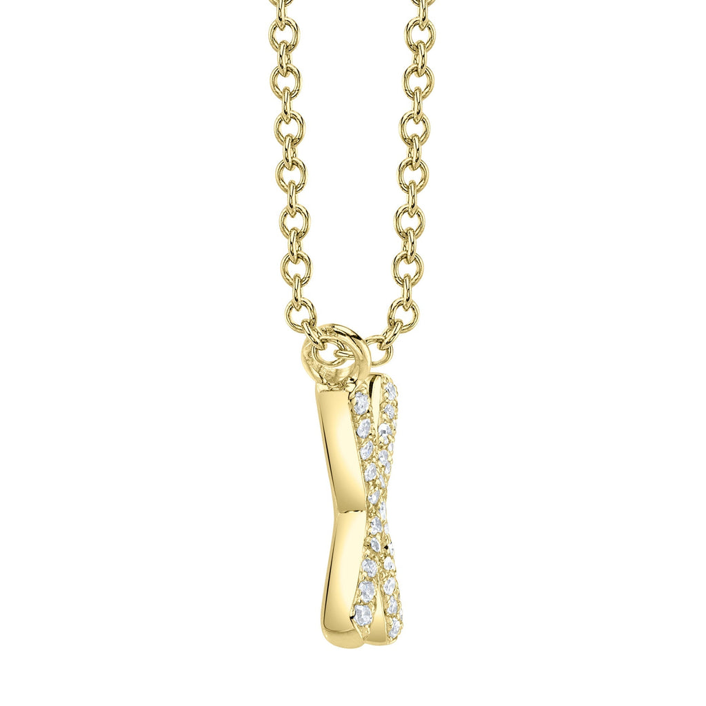 0.09CT 14K Y/G DIAMOND PAVE NECKLACE - INITIAL X