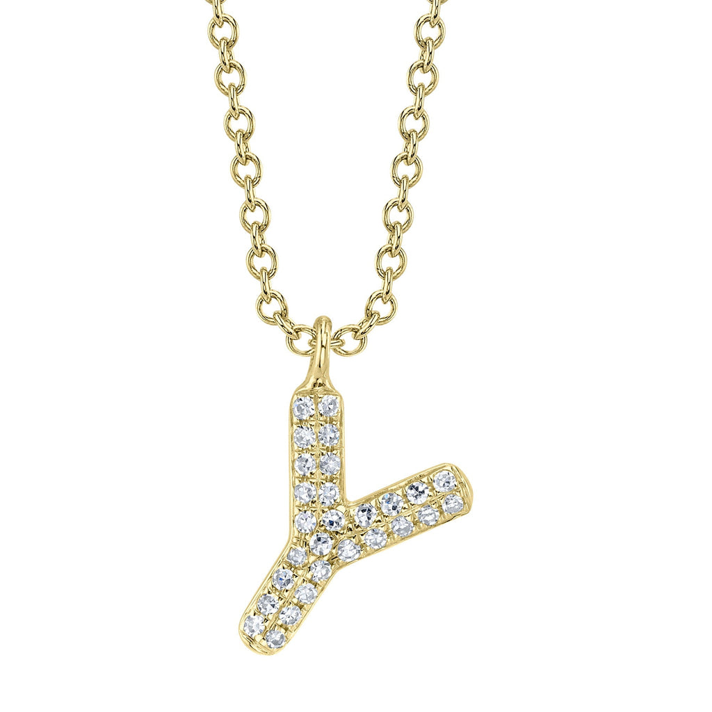 0.06CT 14K Y/G DIAMOND PAVE NECKLACE - INITIAL Y