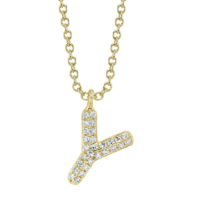 0.06CT 14K Y/G DIAMOND PAVE NECKLACE - INITIAL Y