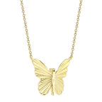 0.06CT 14K Y/G DIAMOND RIBBED BUTTERFLY NECKLACE