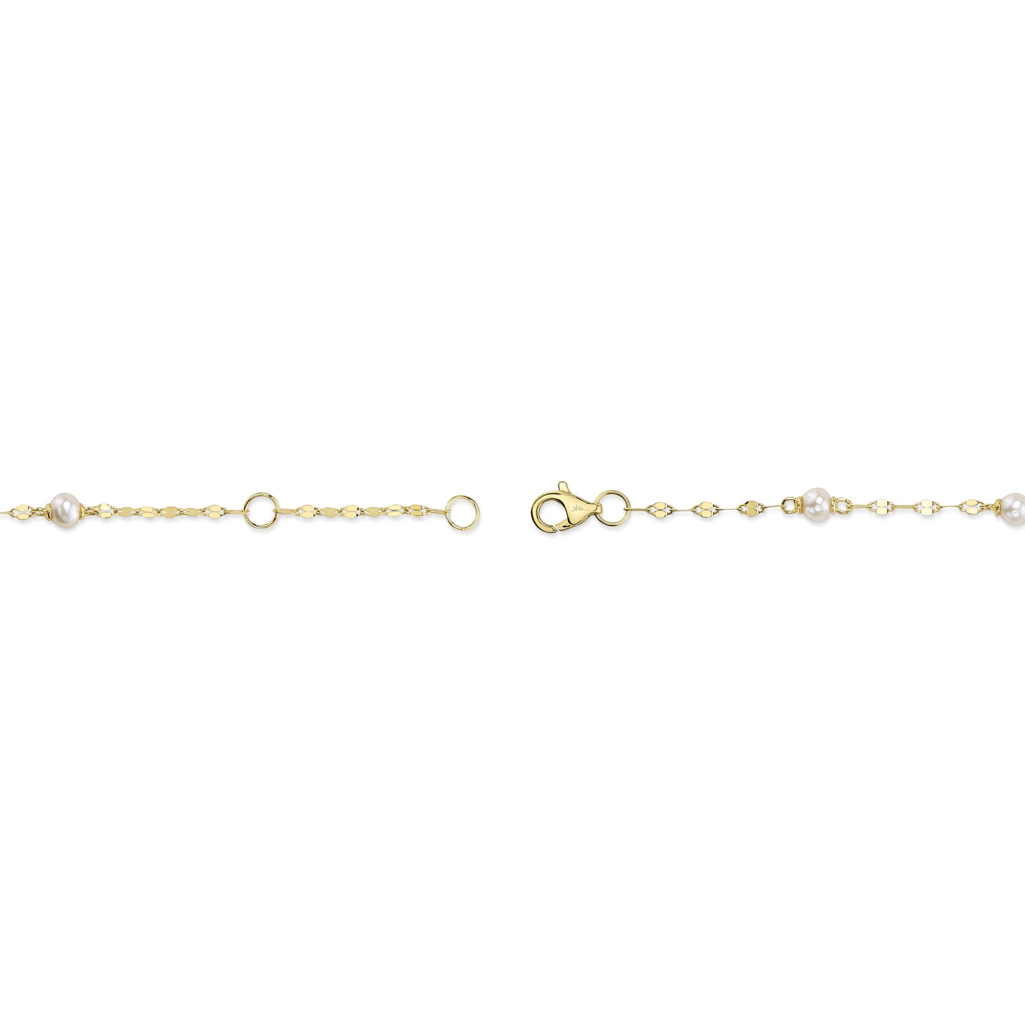 14K Y/G CULTURED PEARL SPARKLE CHAIN BRACELET