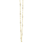 14K Y/G CULTURED PEARL SPARKLE CHAIN NECKLACE