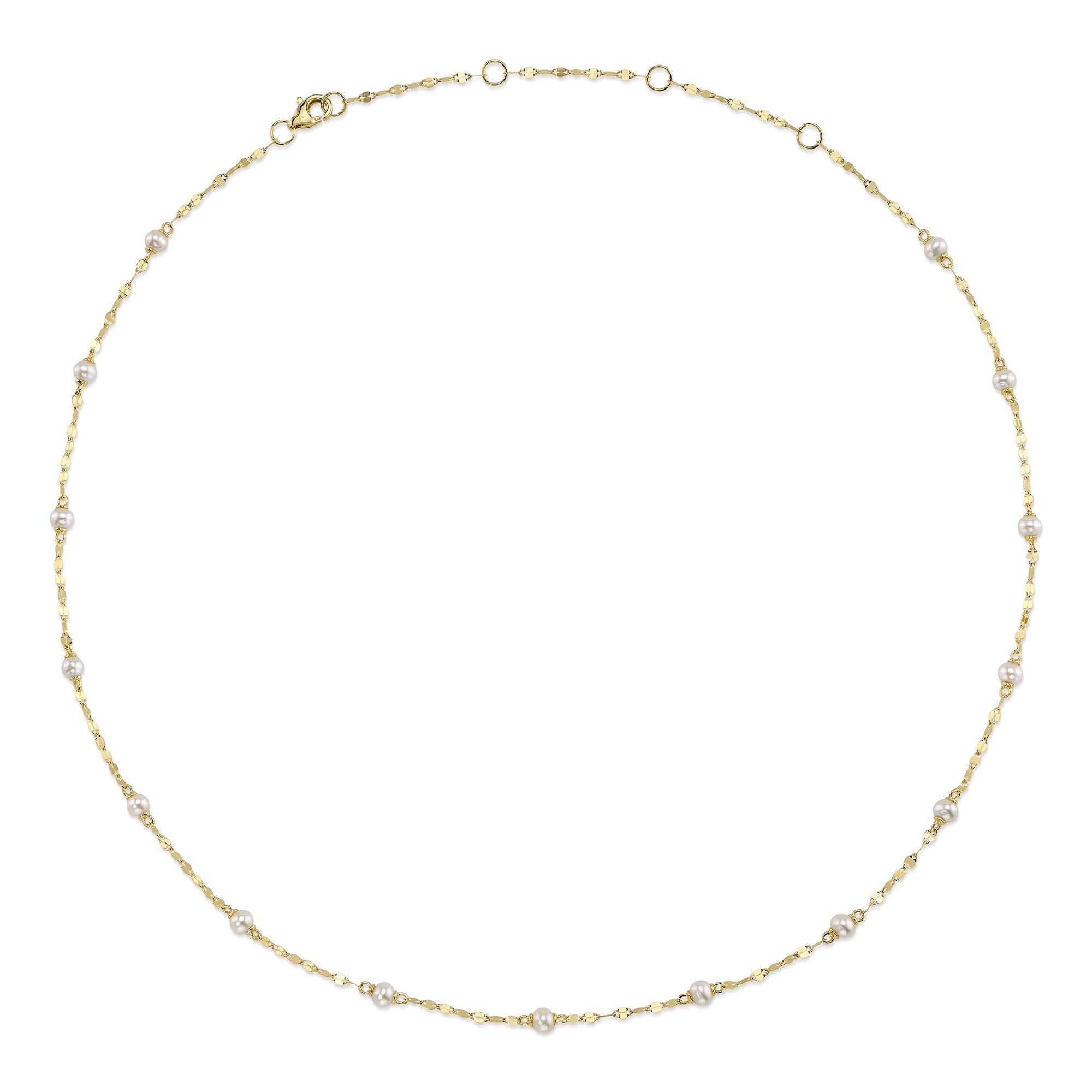 14K Y/G CULTURED PEARL SPARKLE CHAIN NECKLACE