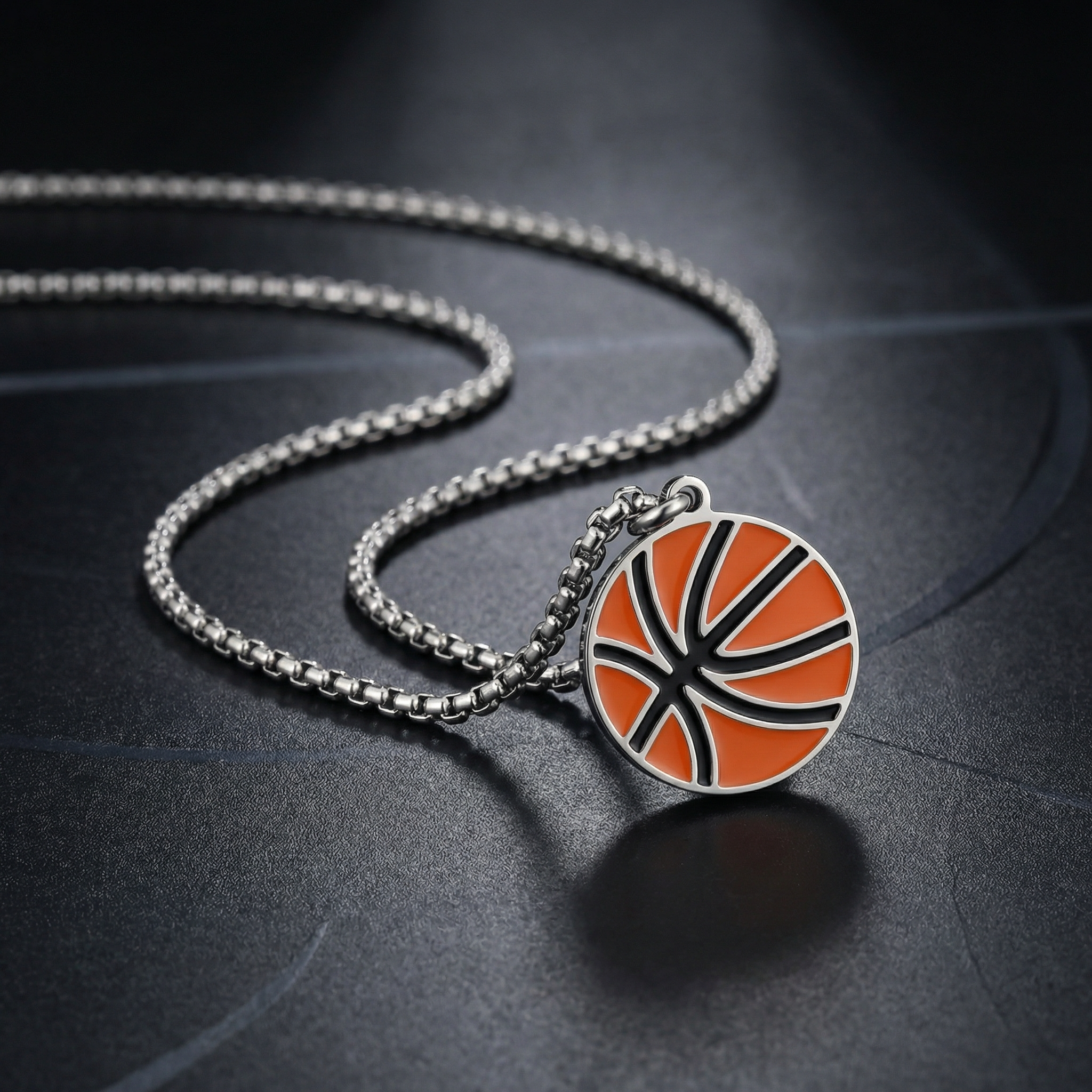 Stainless Steel Basketball Pendant with Matching Chain