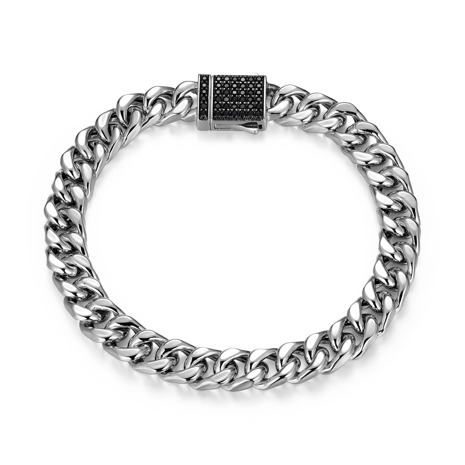 UB0052 - Links Gunmetal Rhodium Finish Sterling Silver Bracelet