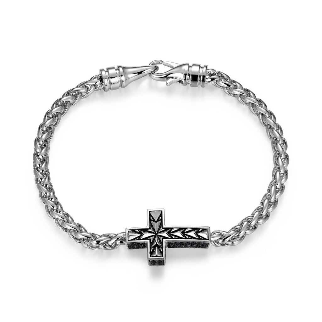 UB0053 - Links Gunmetal Rhodium Finish Sterling Silver Bracelet