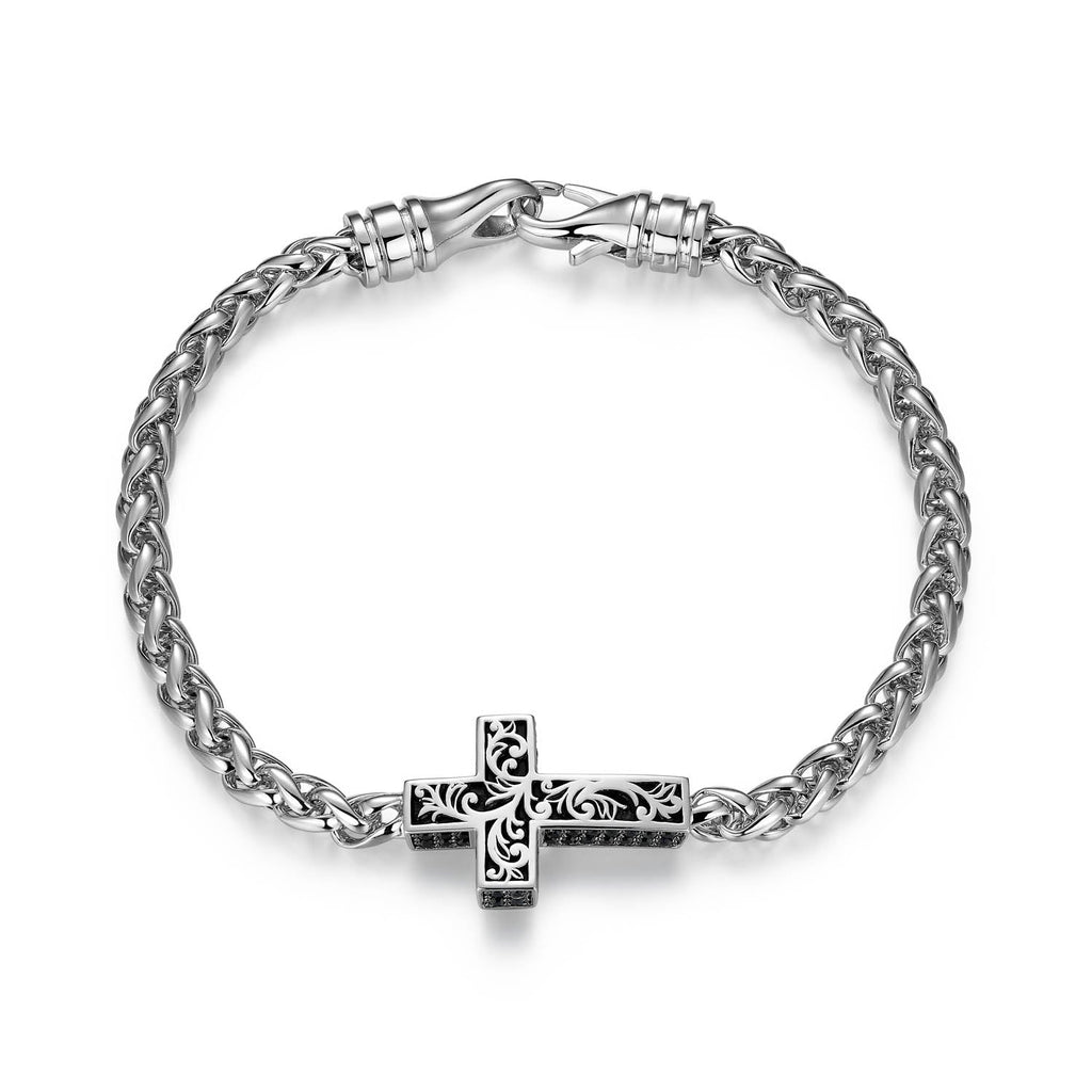 UB0054 - Links Gunmetal Rhodium Finish Sterling Silver Bracelet