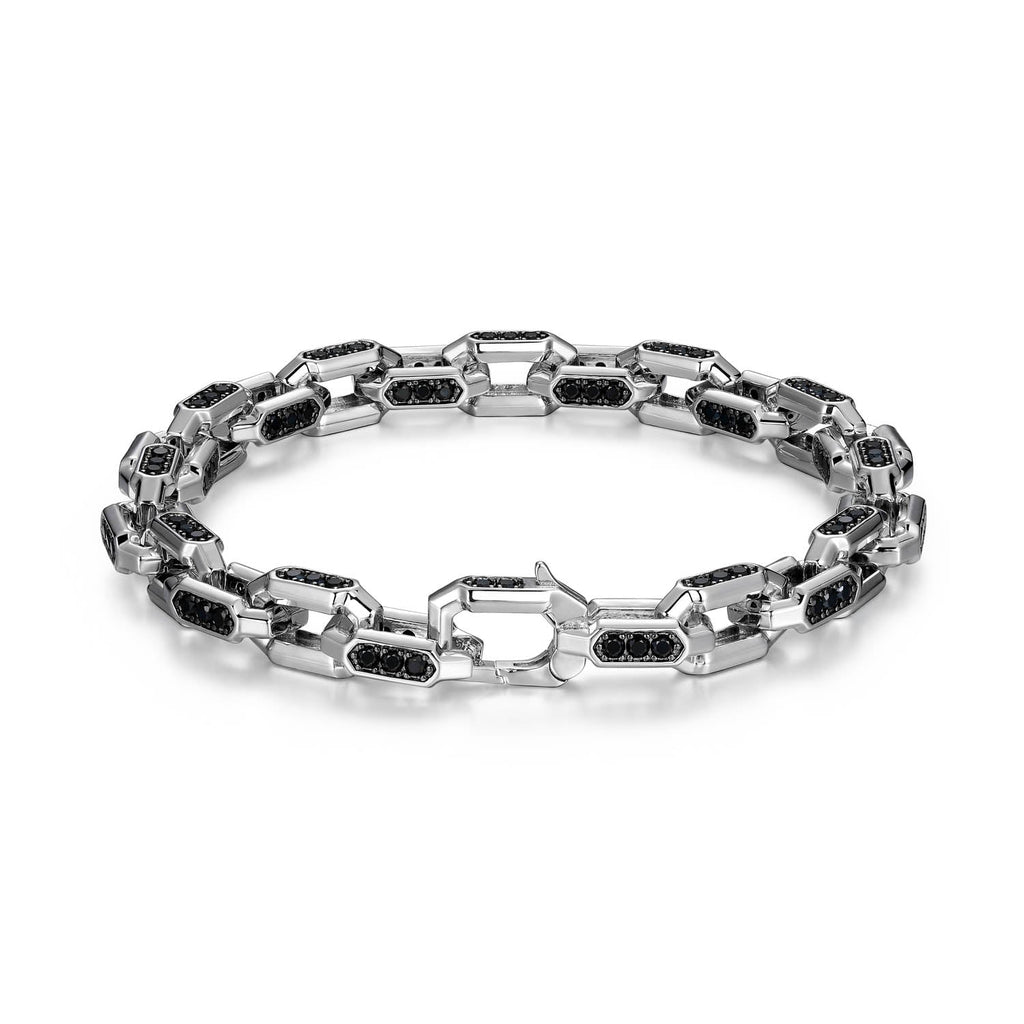 UB0055 - Links Gunmetal Rhodium Finish Sterling Silver Bracelet