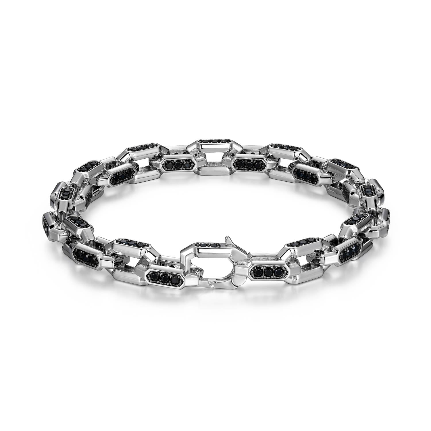 UB0055 - Links Gunmetal Rhodium Finish Sterling Silver Bracelet