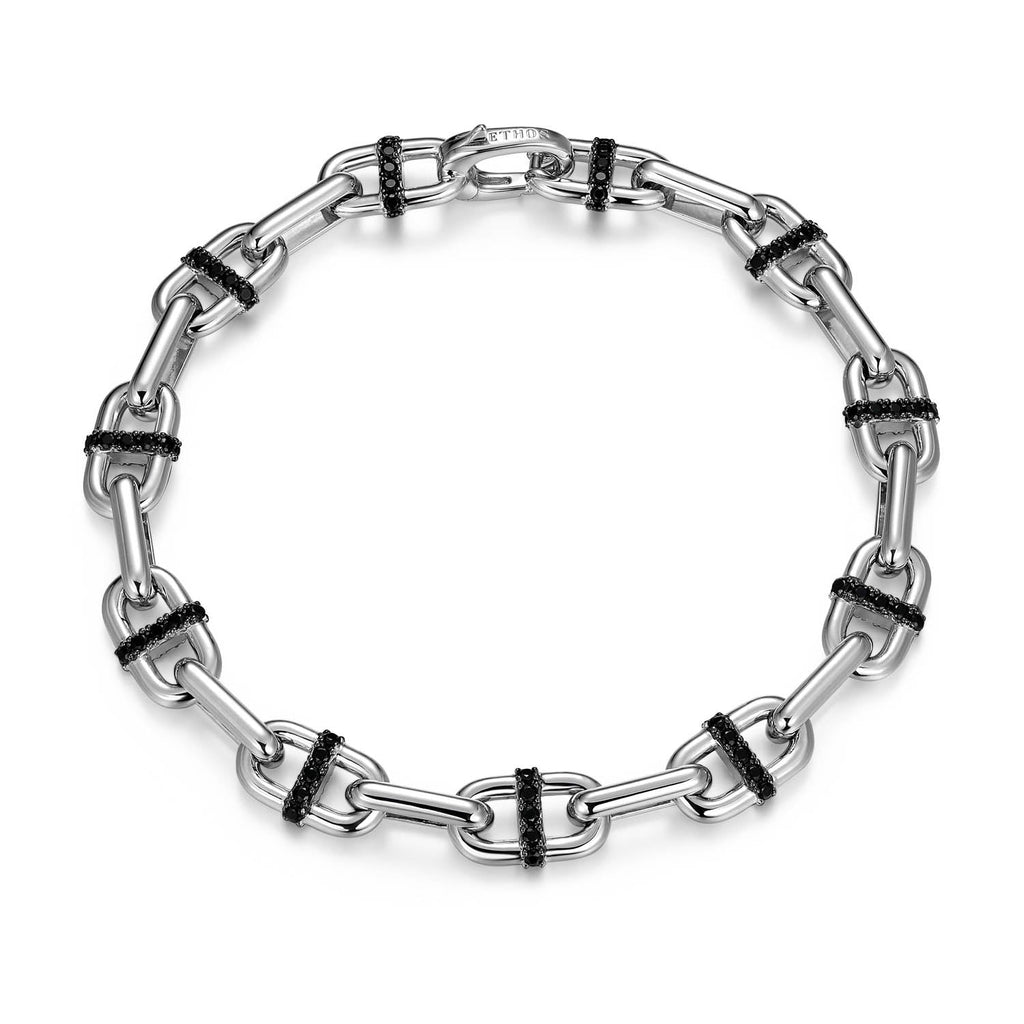 UB0056 - Links Gunmetal Rhodium Finish Sterling Silver Bracelet