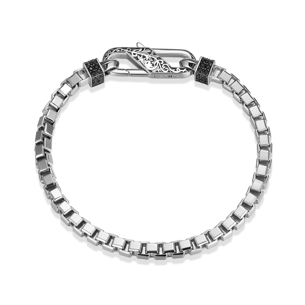 UB0057 - Links Gunmetal Rhodium Finish Sterling Silver Bracelet