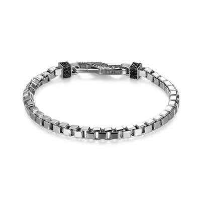 UB0057 - Links Gunmetal Rhodium Finish Sterling Silver Bracelet