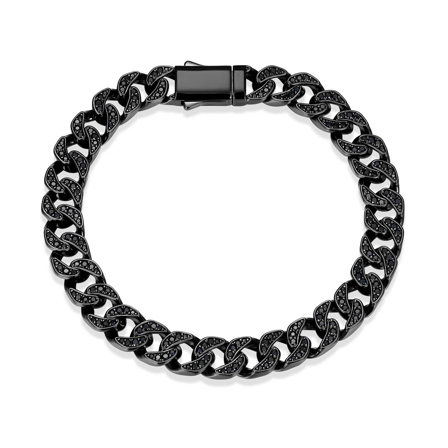 UB0058 - Links Genuine Black Sapphire Gunmetal - Plated Sterling Silver Bracelet
