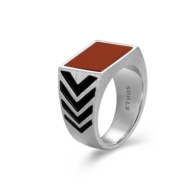 UR0072 - Crimson Rhodium Finish Sterling Silver Ring