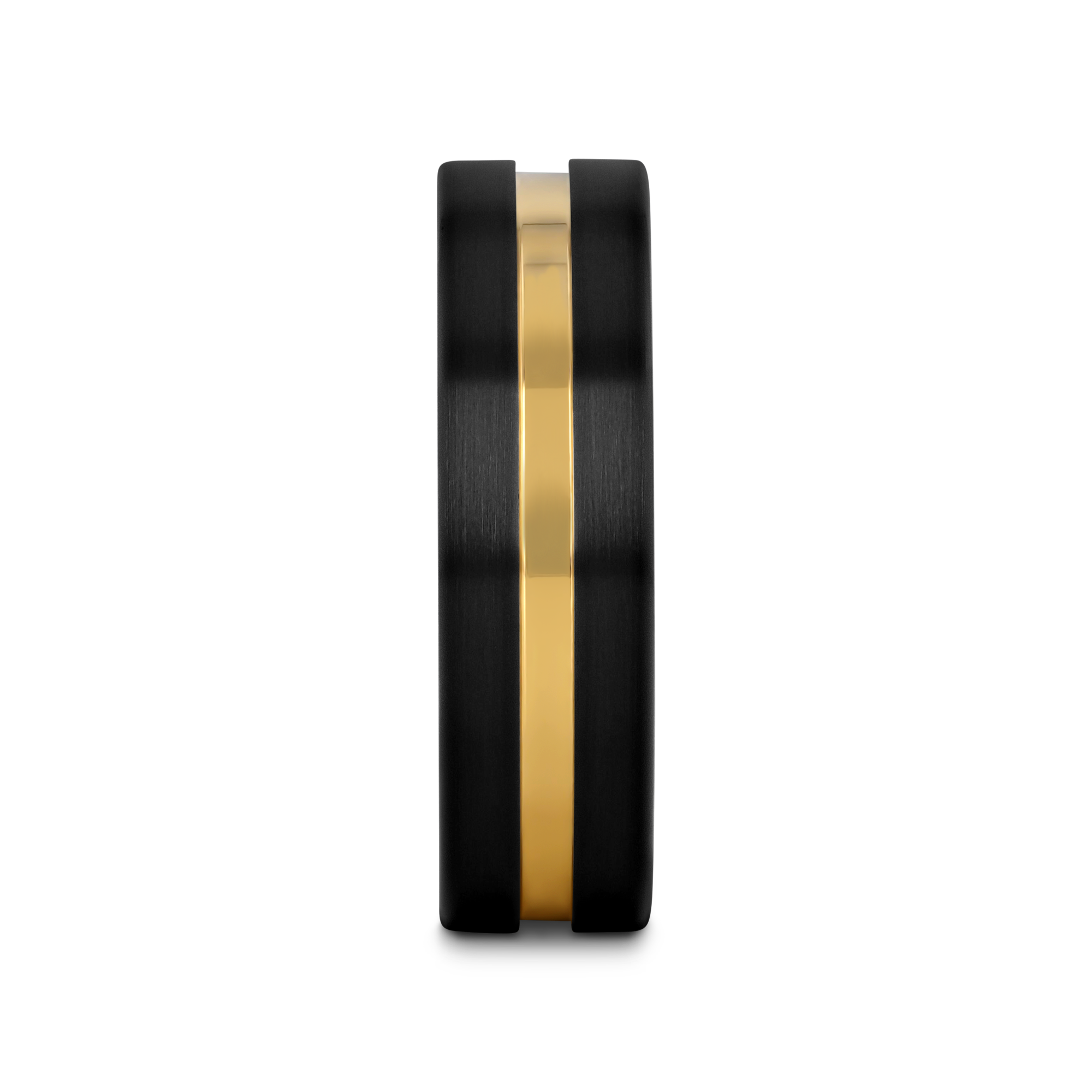 VIVALDI Black Ceramic Wedding Band With Yellow Gold Groove - 4mm - 8mm