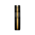 VIVALDI Black Ceramic Wedding Band With Yellow Gold Groove - 4mm - 8mm