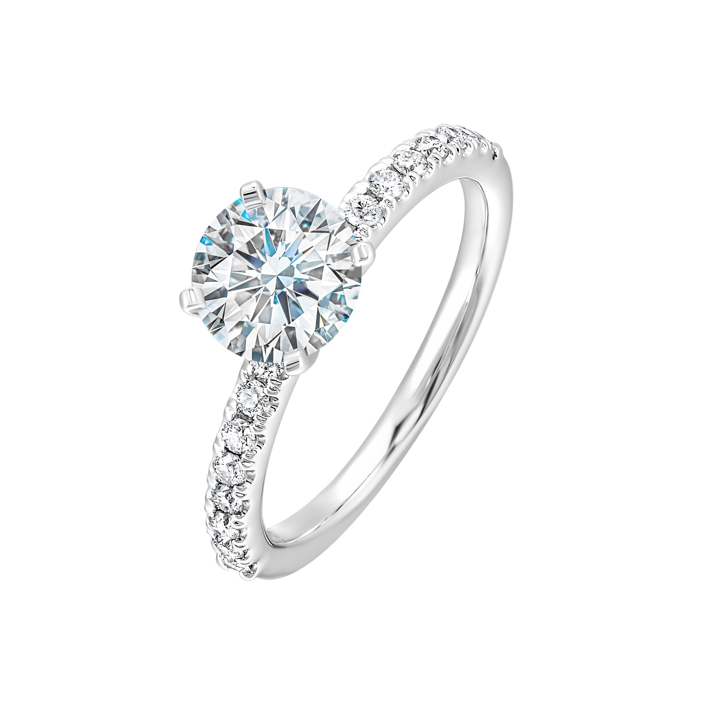 Classic and ready to make you shine, this ring features diamonds set in pave with a center solitaire.