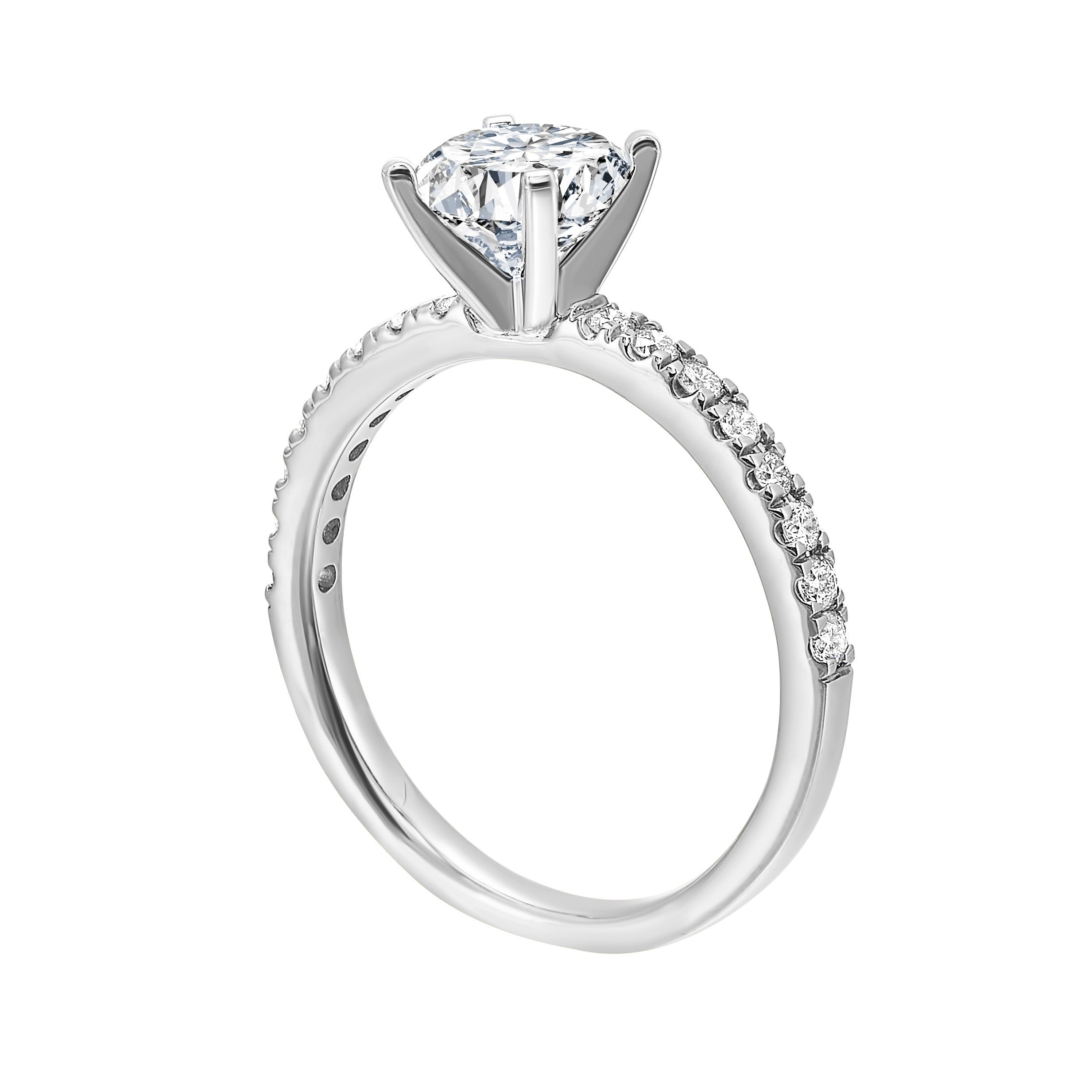 Classic and ready to make you shine, this ring features diamonds set in pave with a center solitaire.