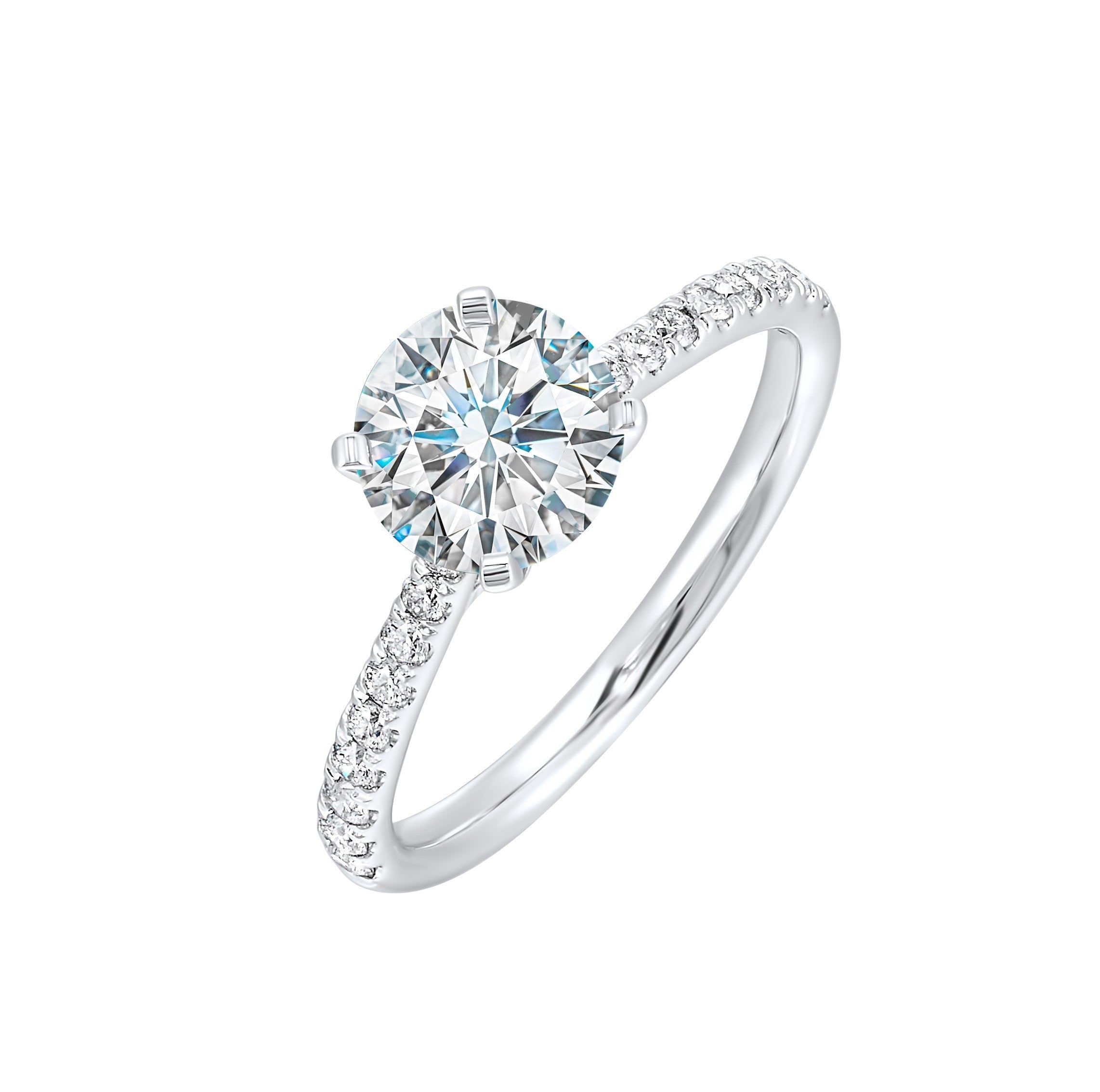 Petite set diamonds adds excitement to this classic solitaire ring perfectly showcases timeless love for her.