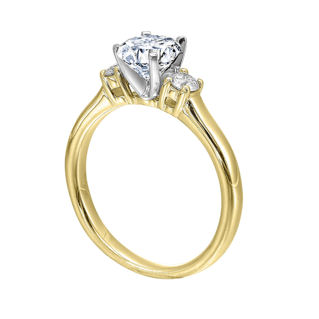 14Kt Yellow Semi Mount 1/4Ctw For 1 1/2Ctw Round Center