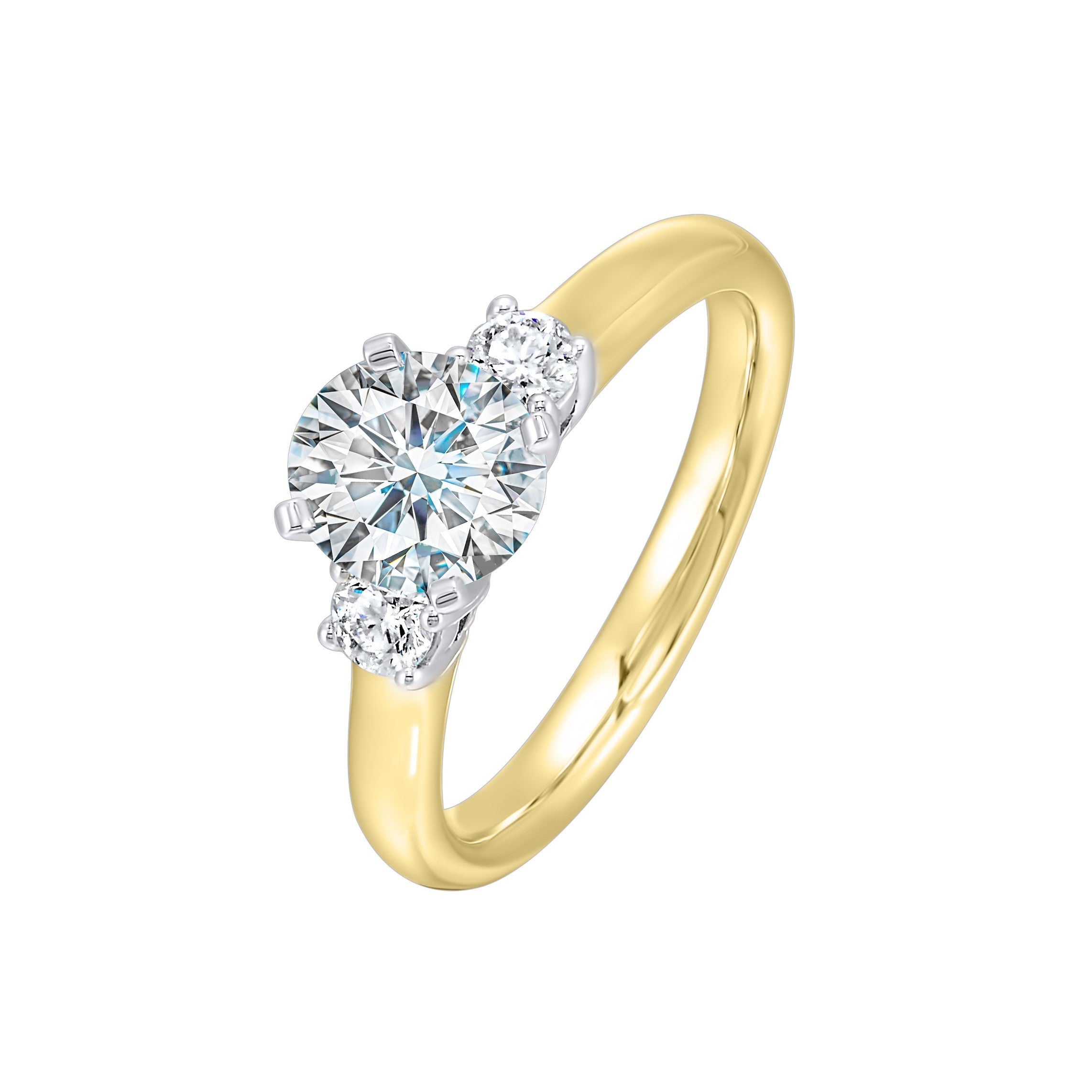 14Kt Yellow Semi Mount 1/4Ctw For 1 1/2Ctw Round Center