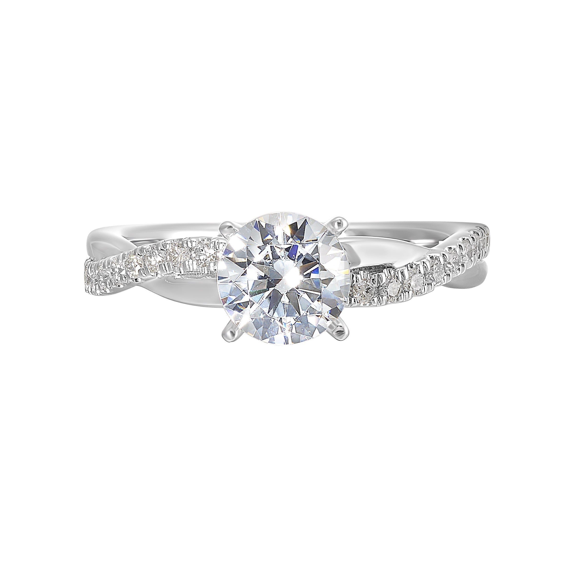 14Kt White Semi Mount 1/5Ctw For 1 1/2Ctw Round Center