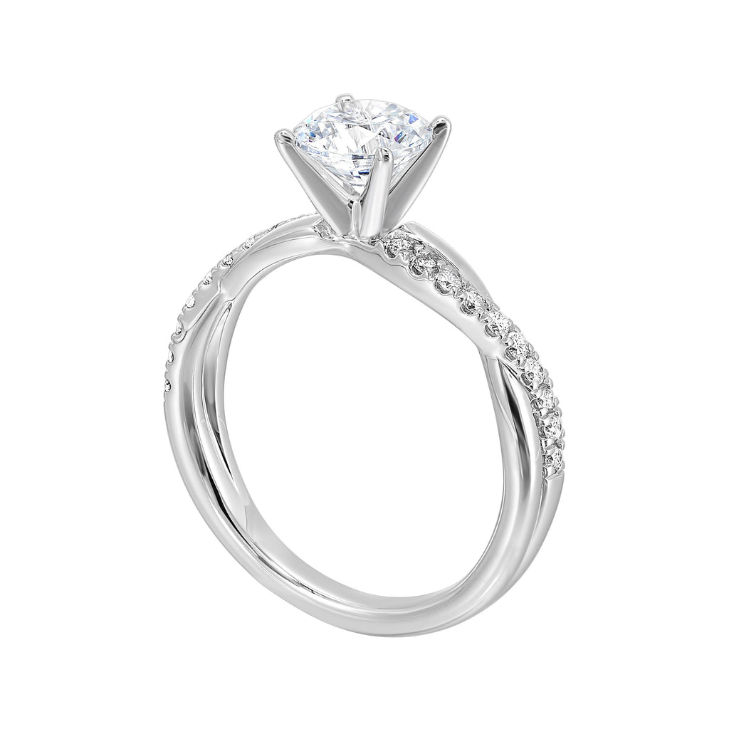 14Kt White Semi Mount 1/5Ctw For 1 1/2Ctw Round Center