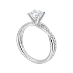 14Kt White Semi Mount 1/5Ctw For 1 1/2Ctw Round Center