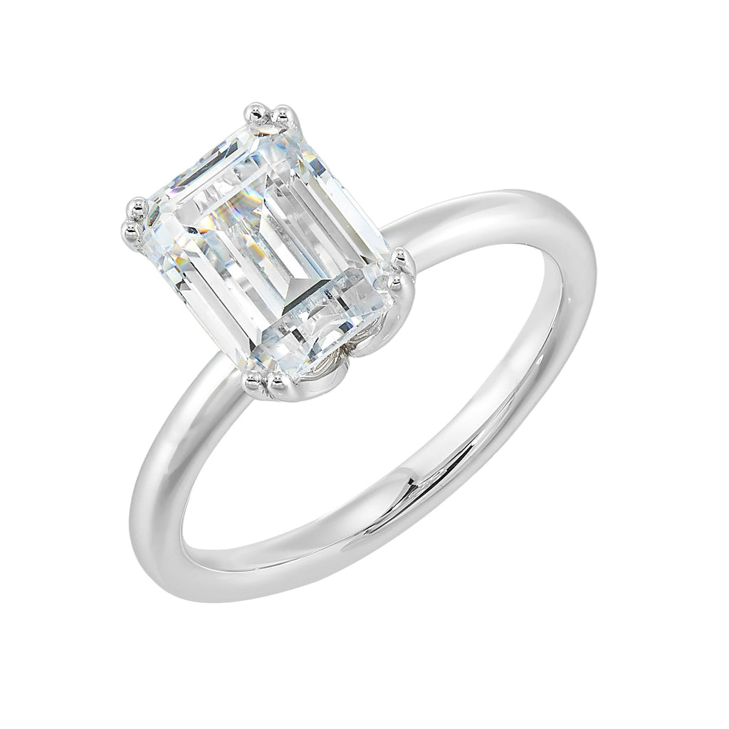 14Kt White Semi Mount For 2Ctw Emerald Cut Center