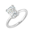 14Kt White Semi Mount For 2Ctw Emerald Cut Center