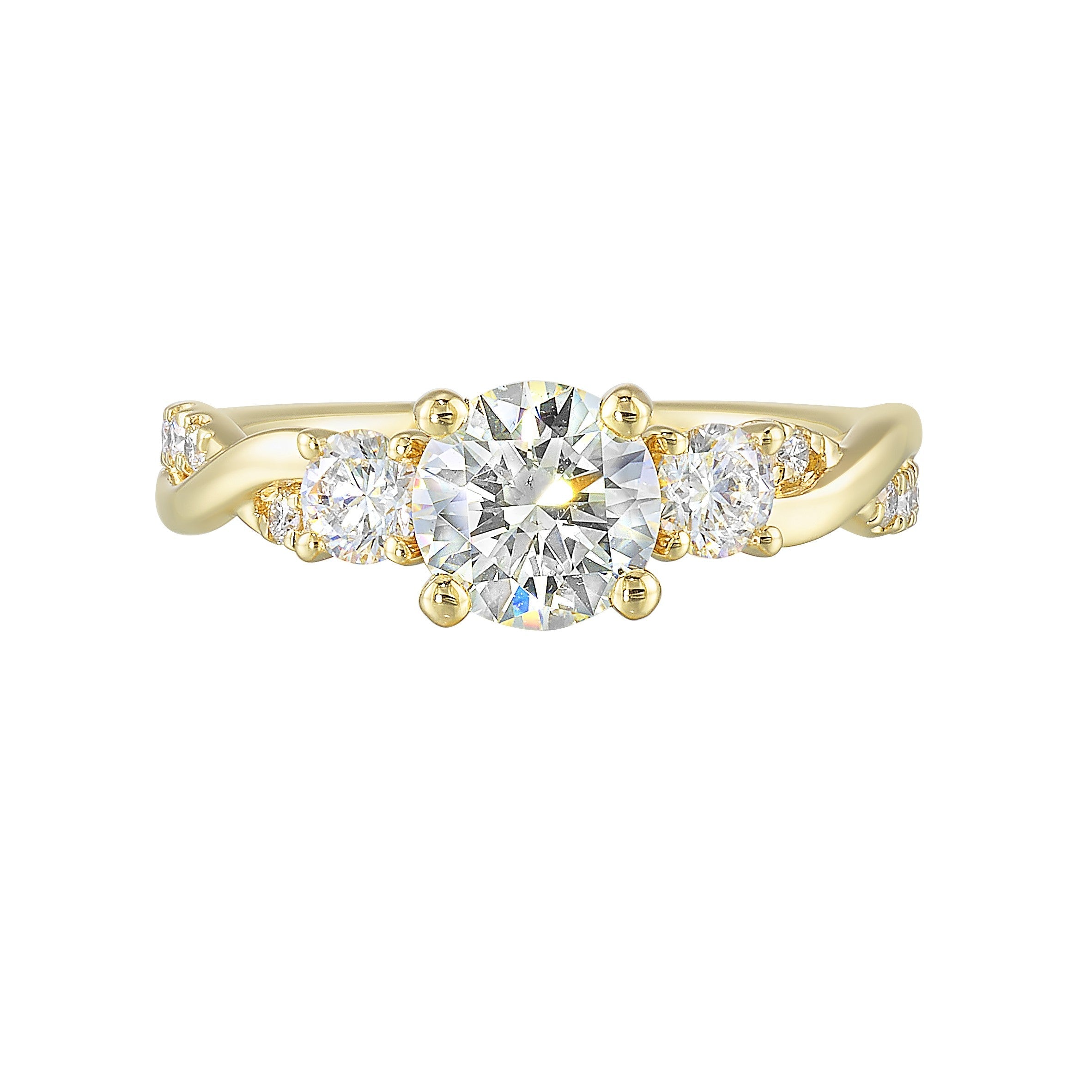 14Kt Yellow Semi Mount 1/2Ctw For 1 1/2Ctw Round Center