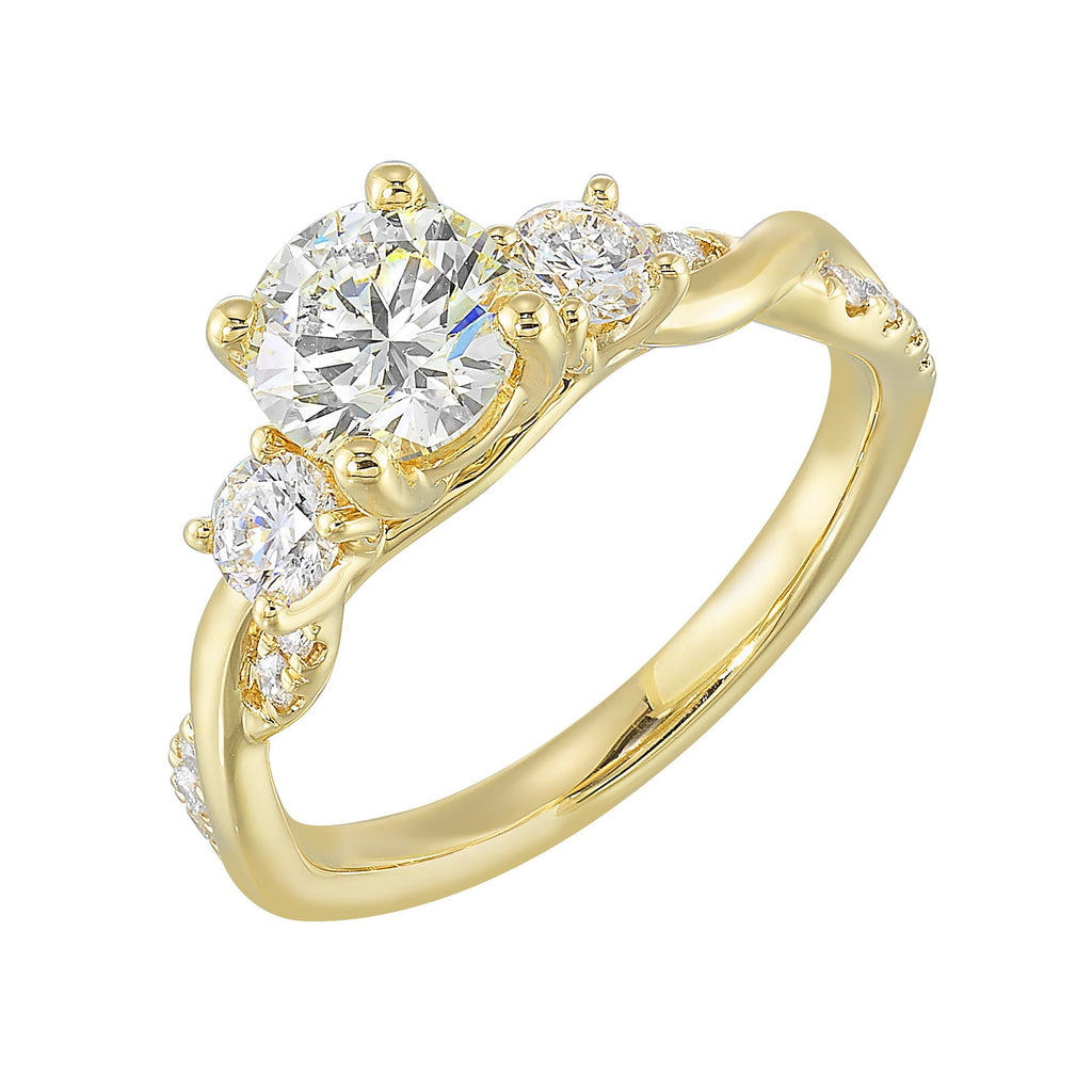 14Kt Yellow Semi Mount 5/8Ctw For 2Ct Round Center