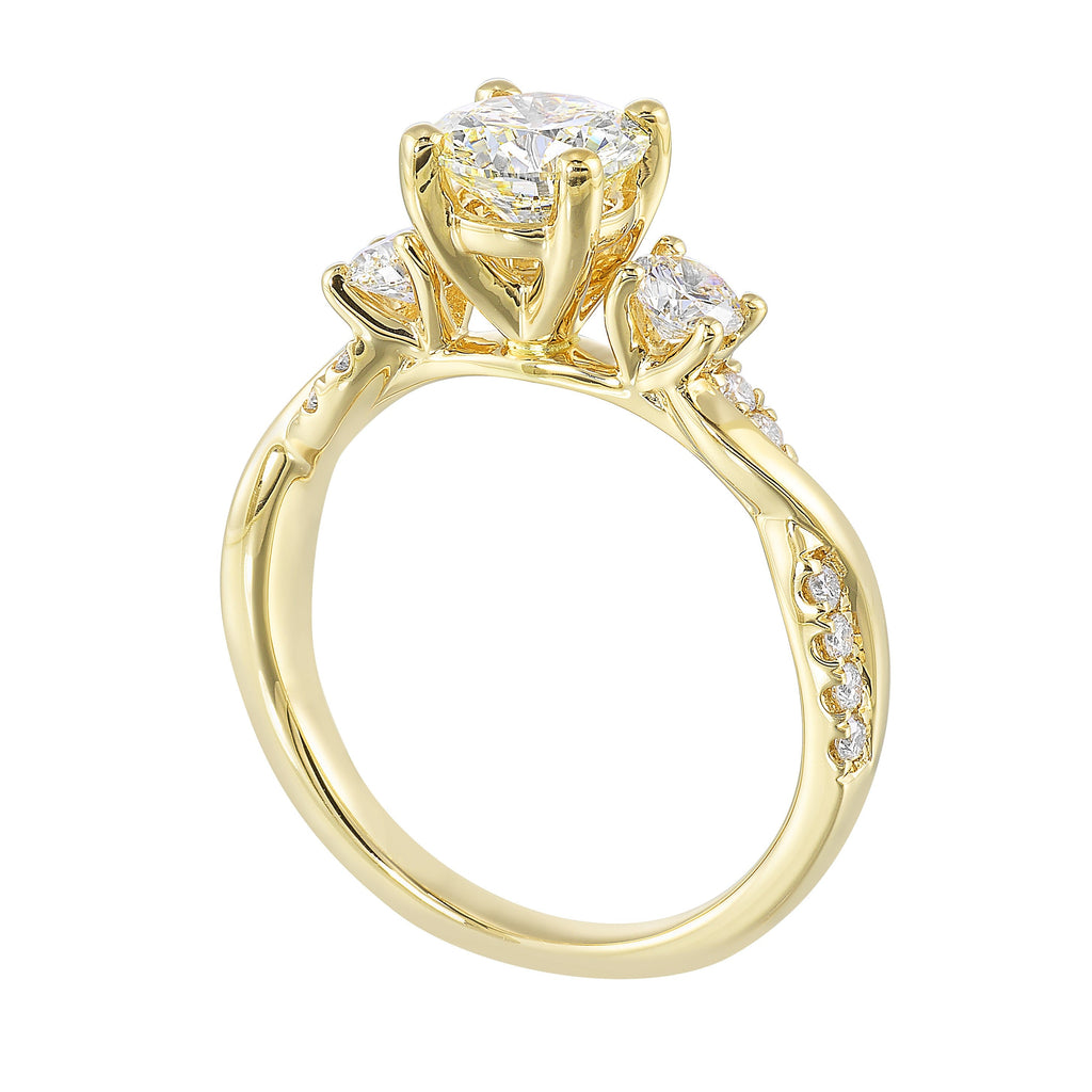 14Kt Yellow Semi Mount 1/2Ctw For 1 1/2Ctw Round Center