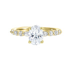 14Kt Yellow Semi Mount 1/3Ctw For 2Ctw Oval Center