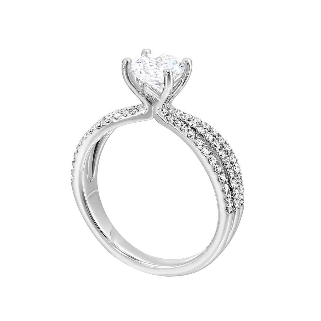 14Kt White Semi Mount 1/3Ctw For 1Ctw Round Center
