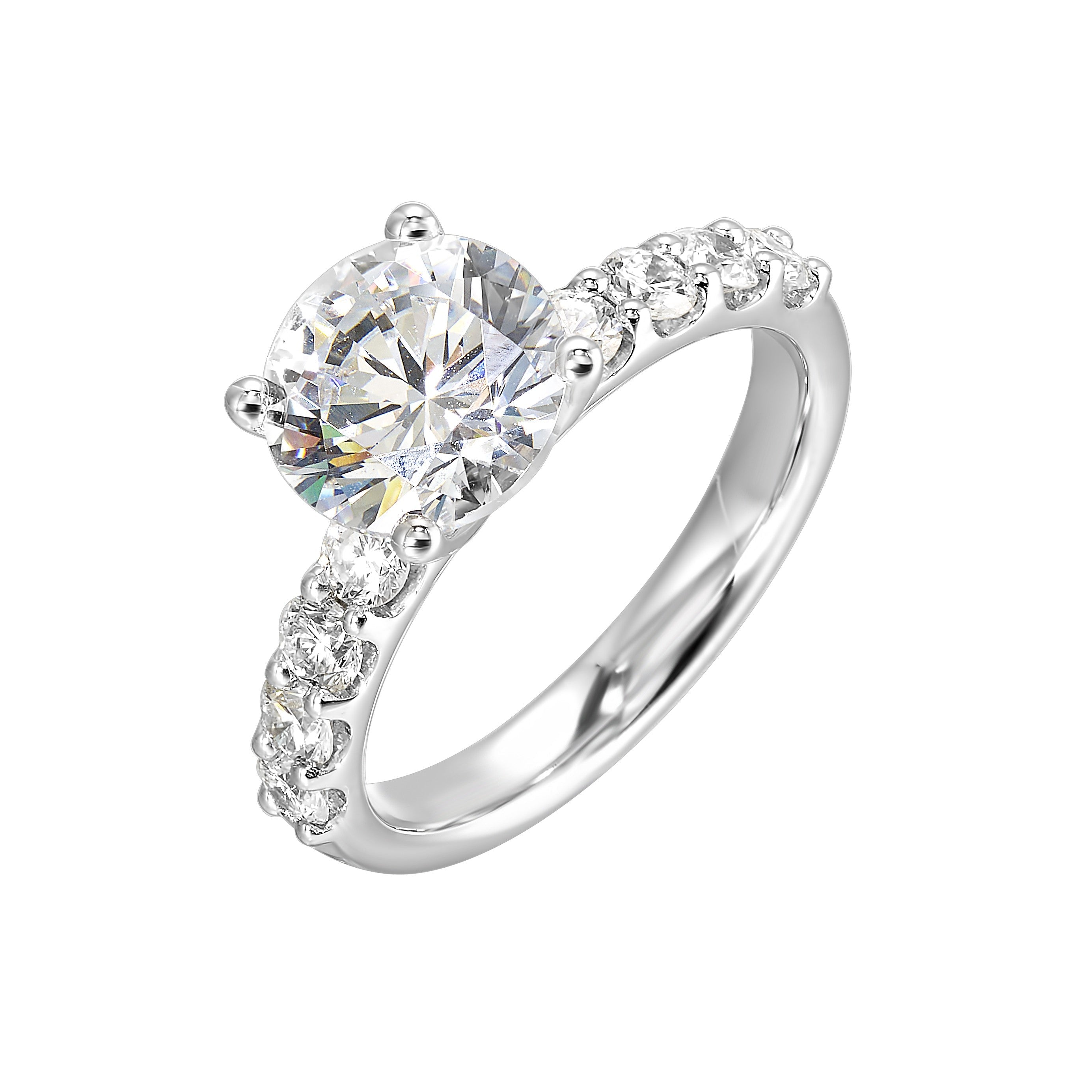 14Kt White Semi Mount 5/8Ctw For 2Ctw Round Center