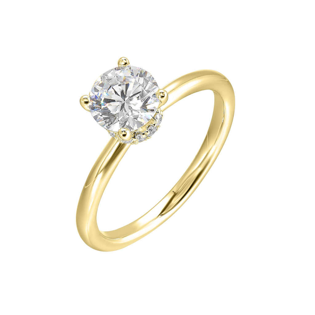 14Kt Yellow Semi Mount 1/10Ctw For 1 1/2Ct Round Center
