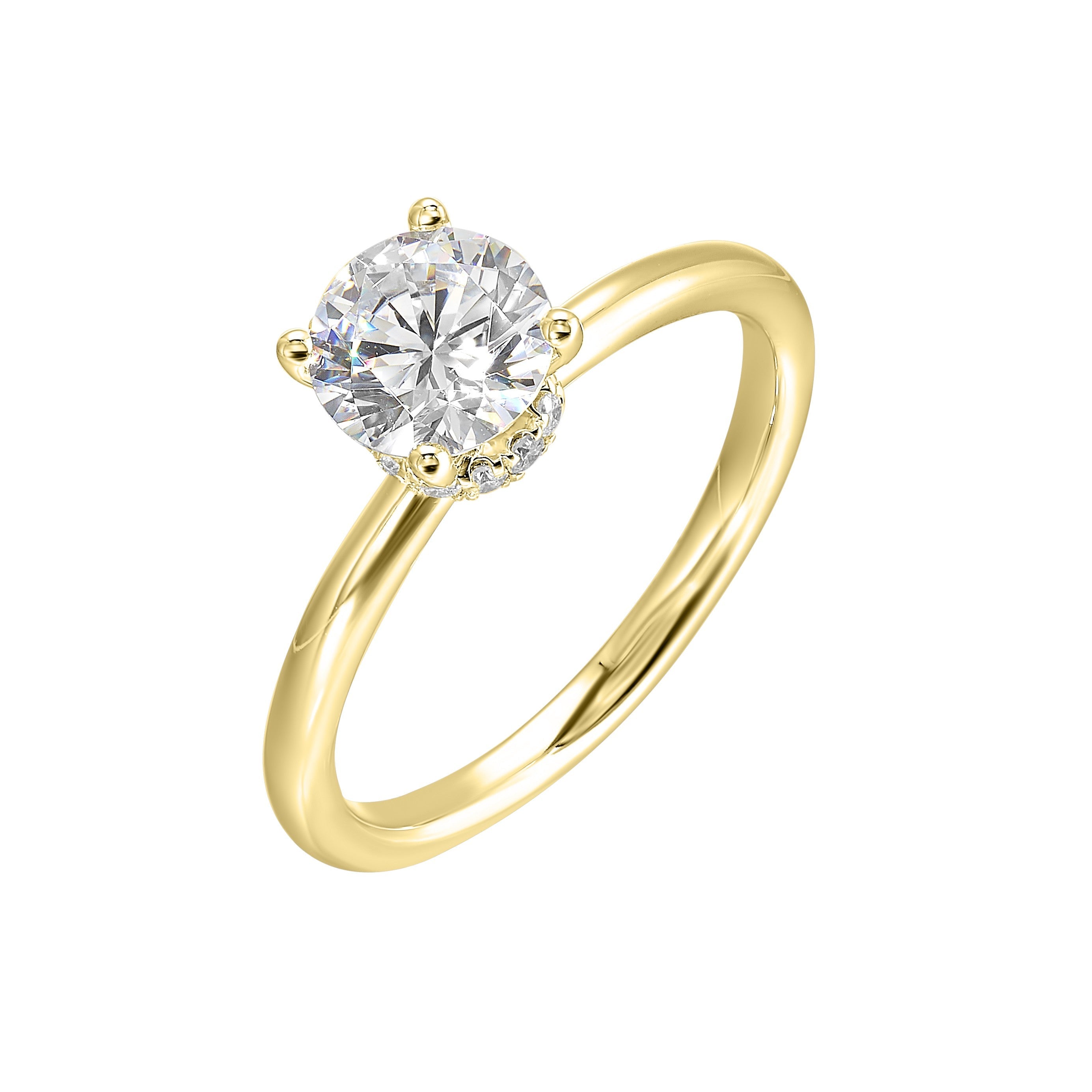 14Kt Yellow Semi Mount 1/10Ctw For 1 1/2Ct Round Center