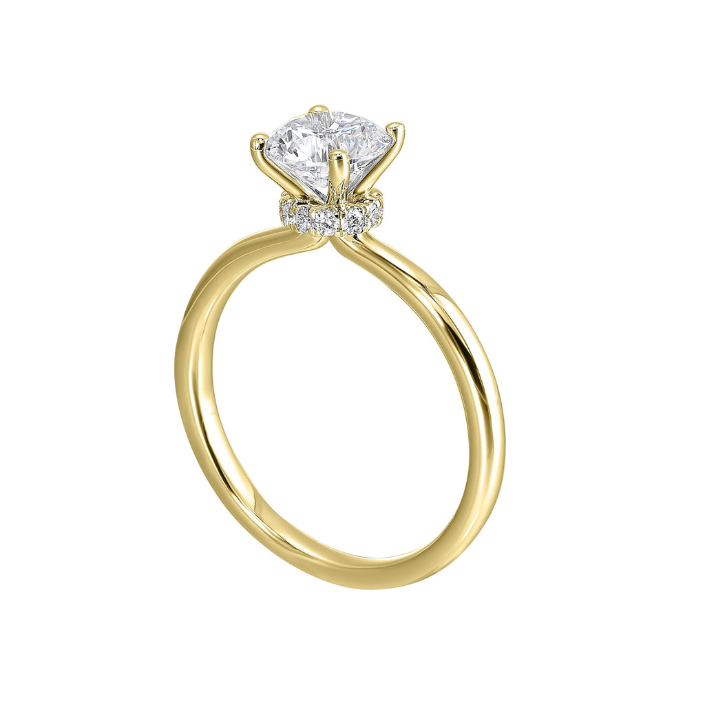 14Kt Yellow Semi Mount 1/10Ctw For 1 1/2Ct Round Center