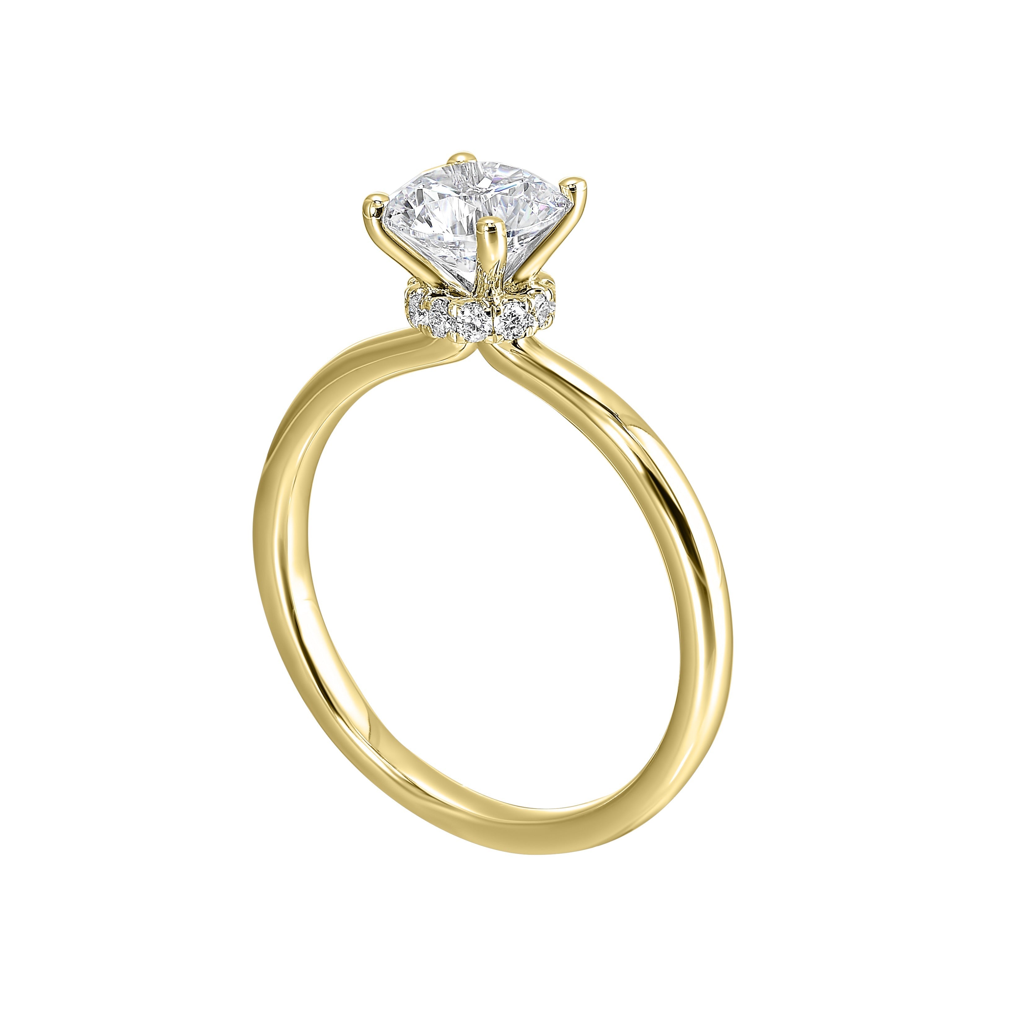 14Kt Yellow Semi Mount 1/10Ctw For 1 1/2Ct Round Center