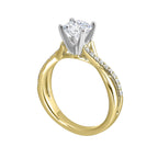 14Kt White Yellow Semi Mount 1/7Ctw For 2Ctw Round Center