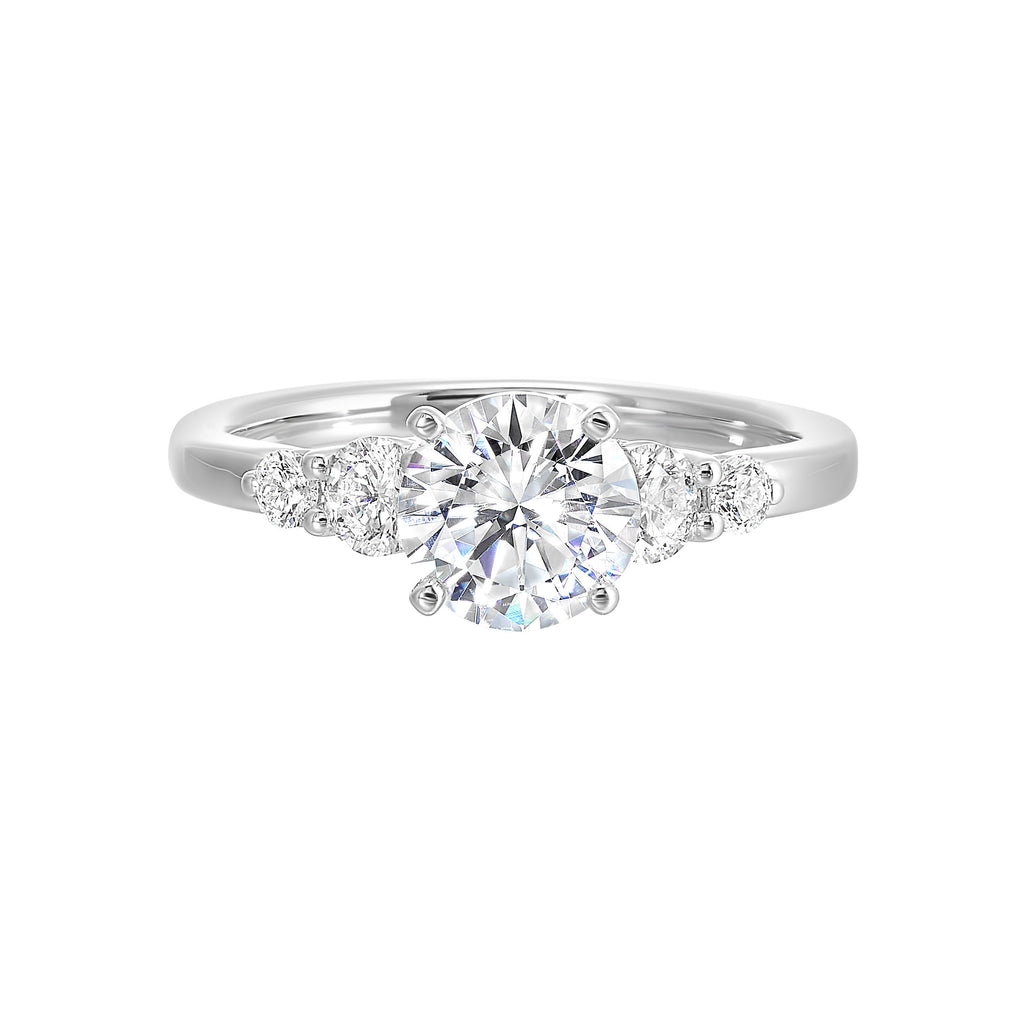 14Kt White Semi Mount 3/8Ctw For 1 1/2Ct Round Center