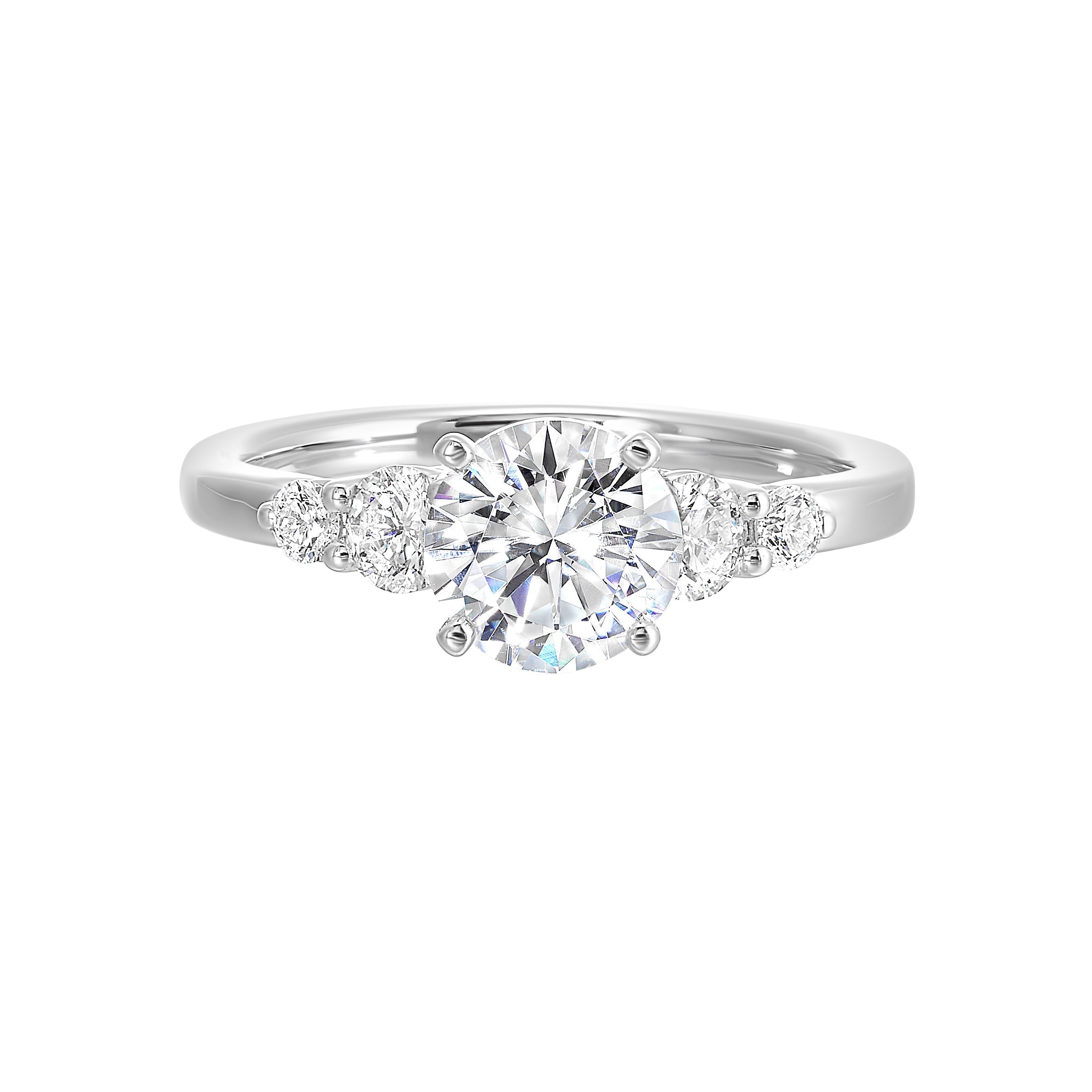 14Kt White Semi Mount 3/8Ctw For 1 1/2Ct Round Center