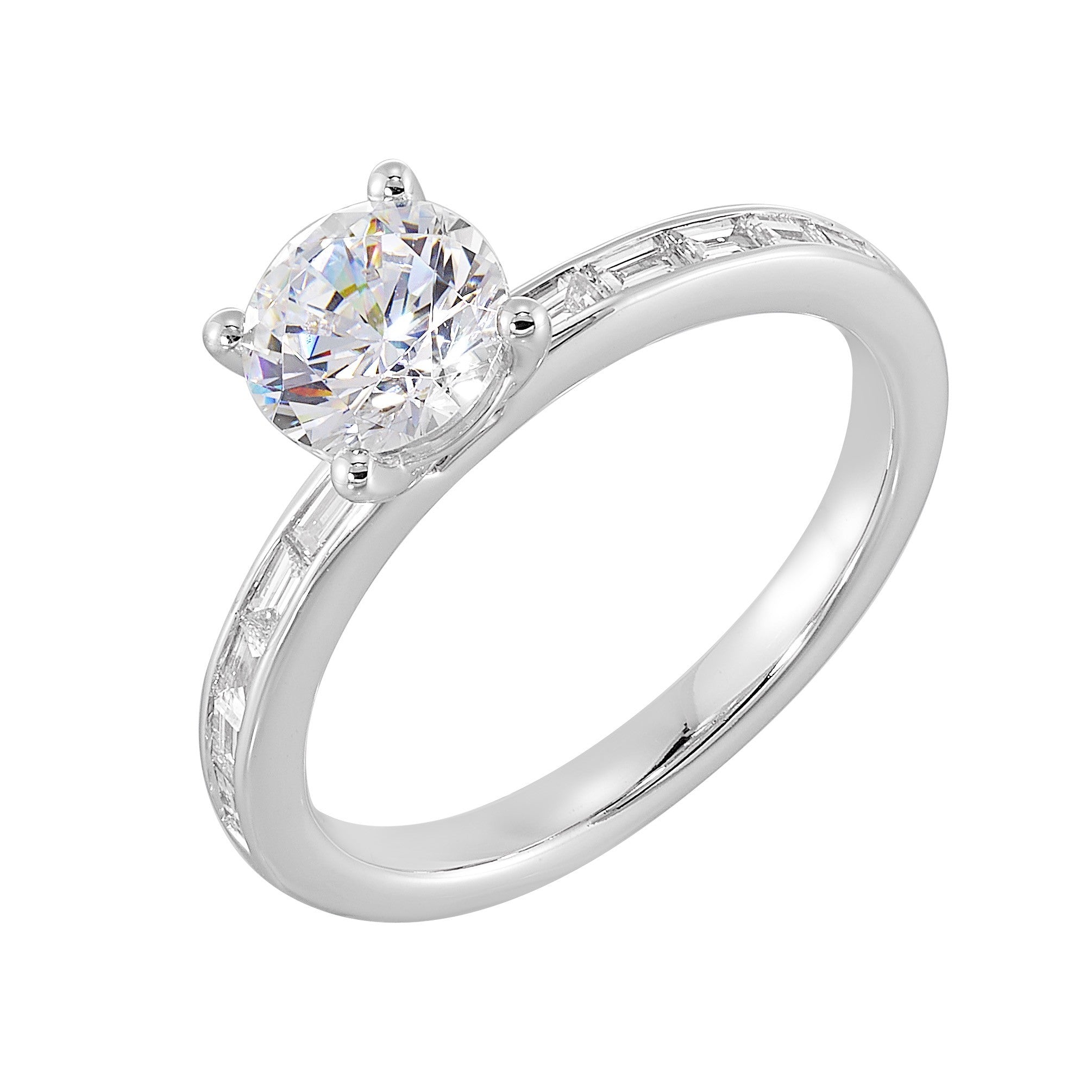 14Kt White Semi Mount 1/5Ctw For 1Ctw Round Center