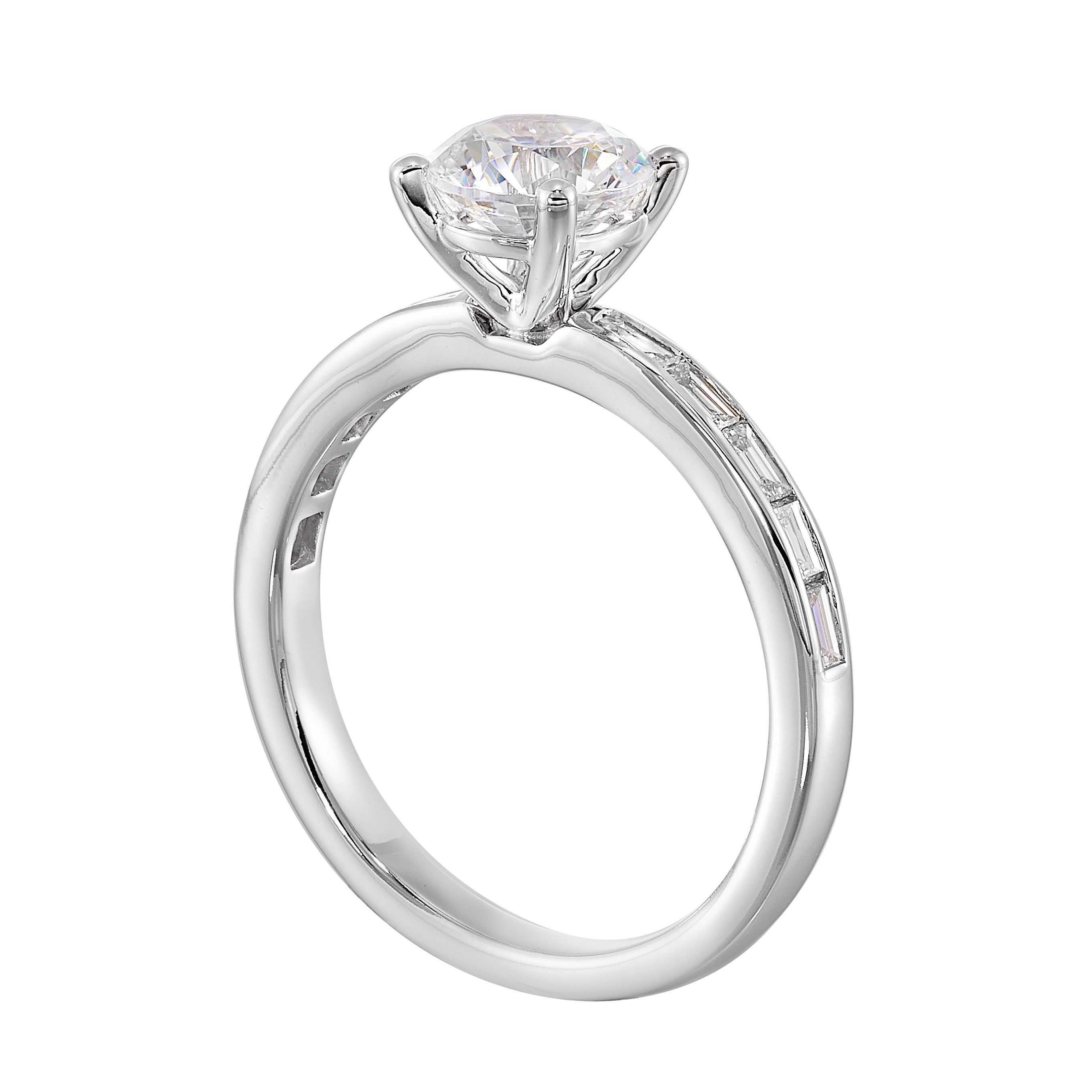 14Kt White Semi Mount 1/5Ctw For 1Ctw Round Center