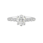 14Kt White Semi Mount 1/10Ctw For 1Ctw Oval Center