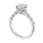 14Kt White Semi Mount 1/10Ctw For 1Ctw Oval Center