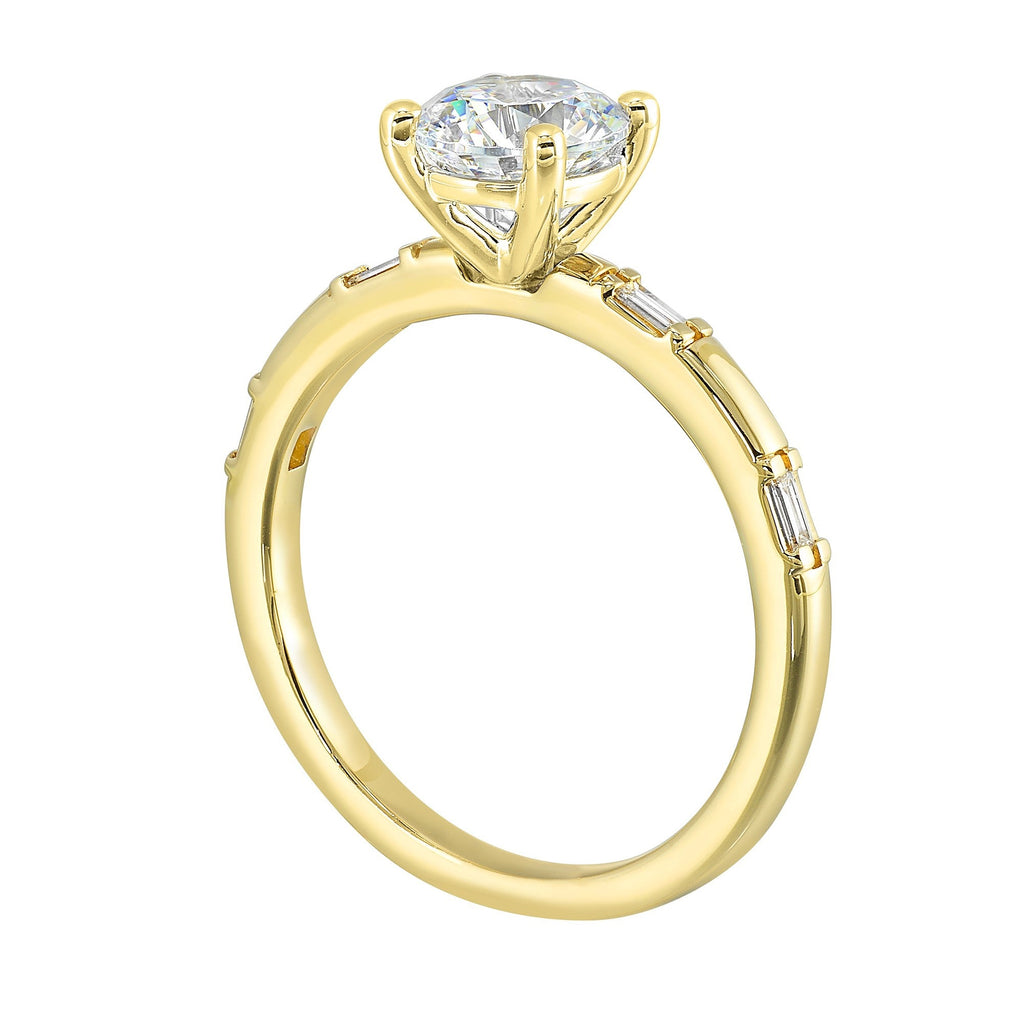 14Kt Yellow Semi Mount 1/10Ctw For 1Ctw round Center
