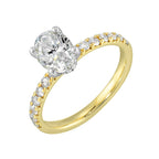 14Kt White Yellow Semi Mount 3/8Ctw For 1Ctw Oval Center