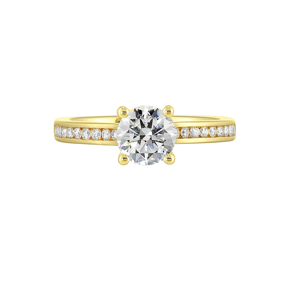 14Kt Yellow Semi Mount 1/4Ctw For 1Ctw Round Center